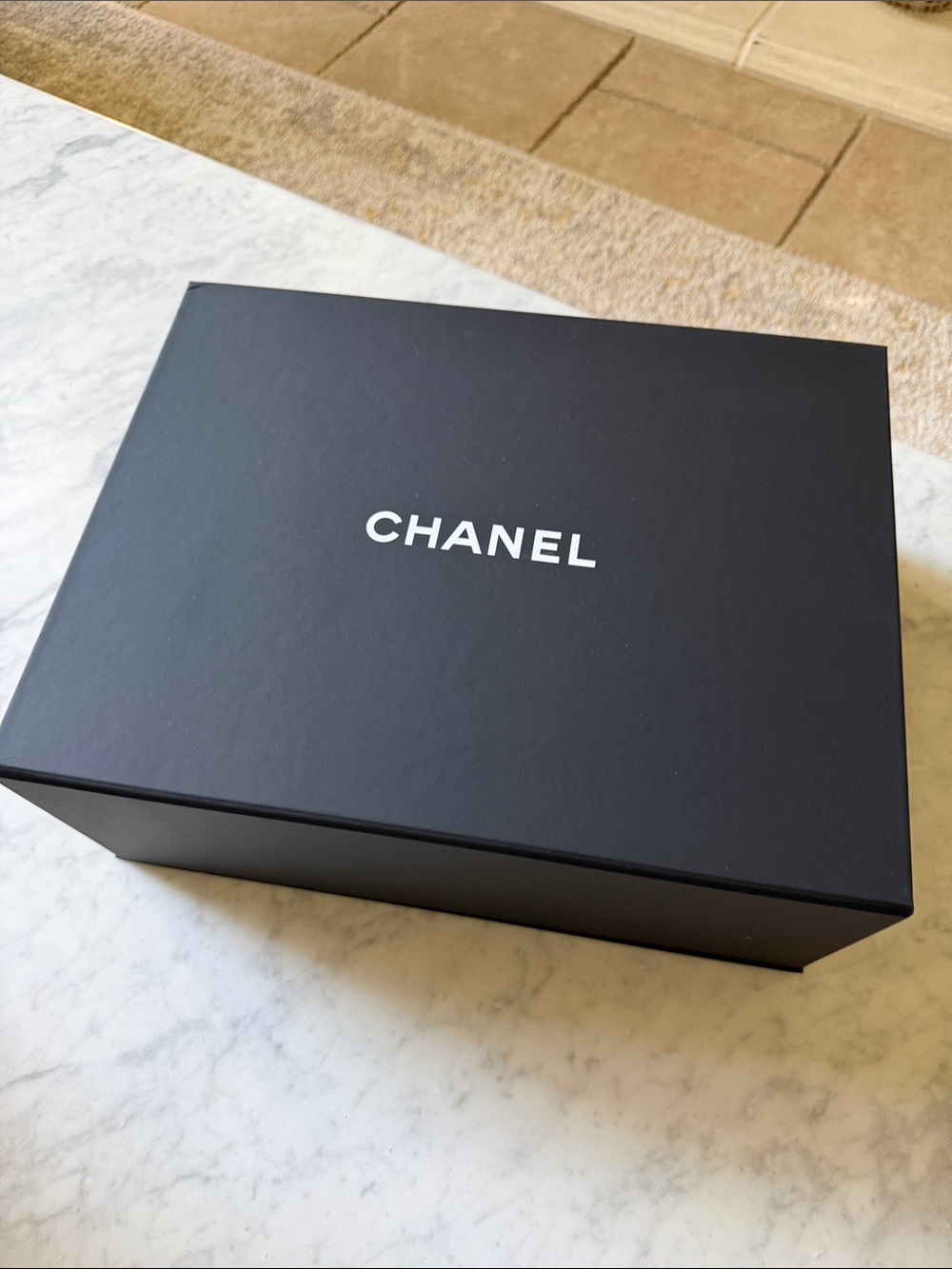 CHANEL Black Box with White Logo empty